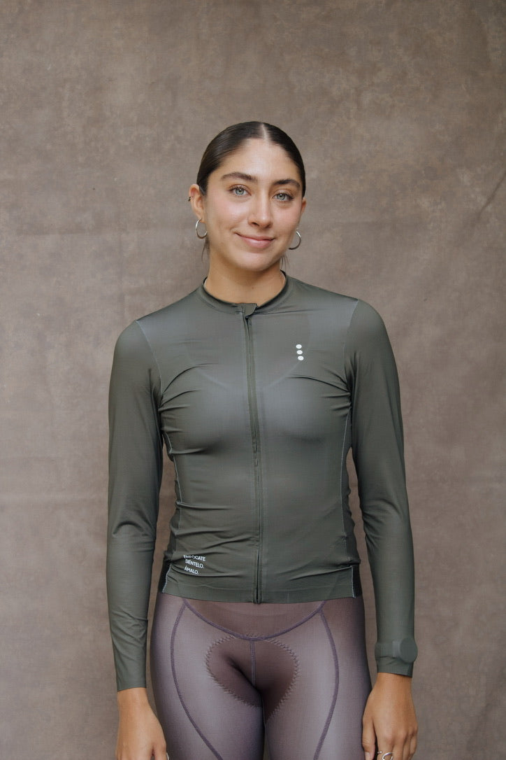 Jersey Manga Larga Olivo Mujer