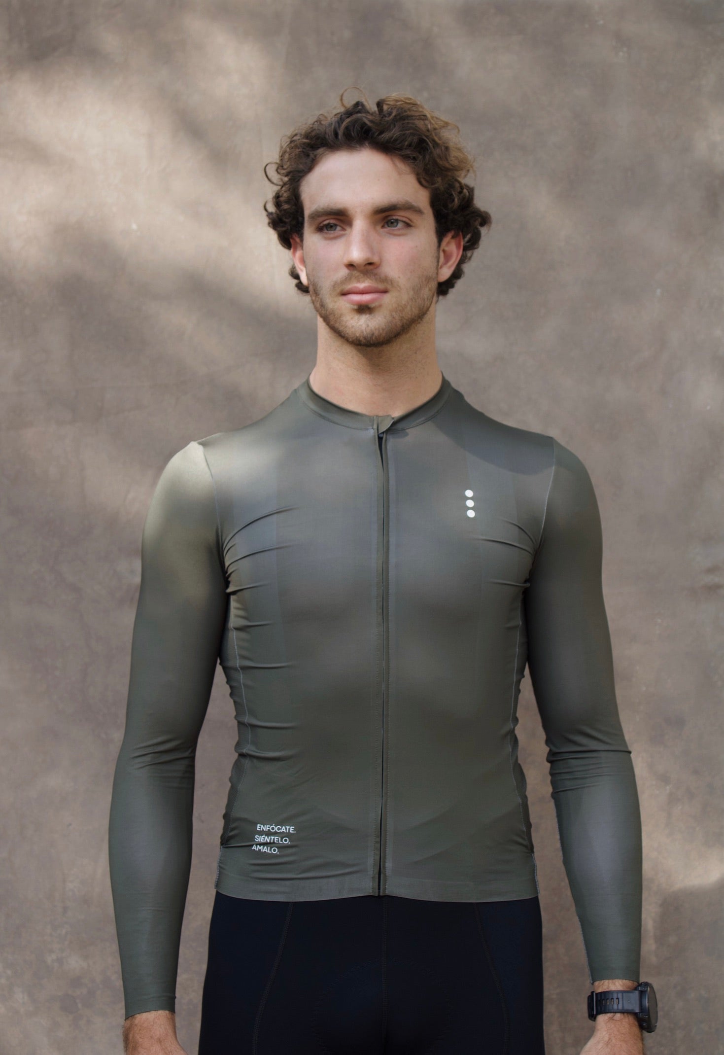 Jersey Manga Larga Olivo Hombre
