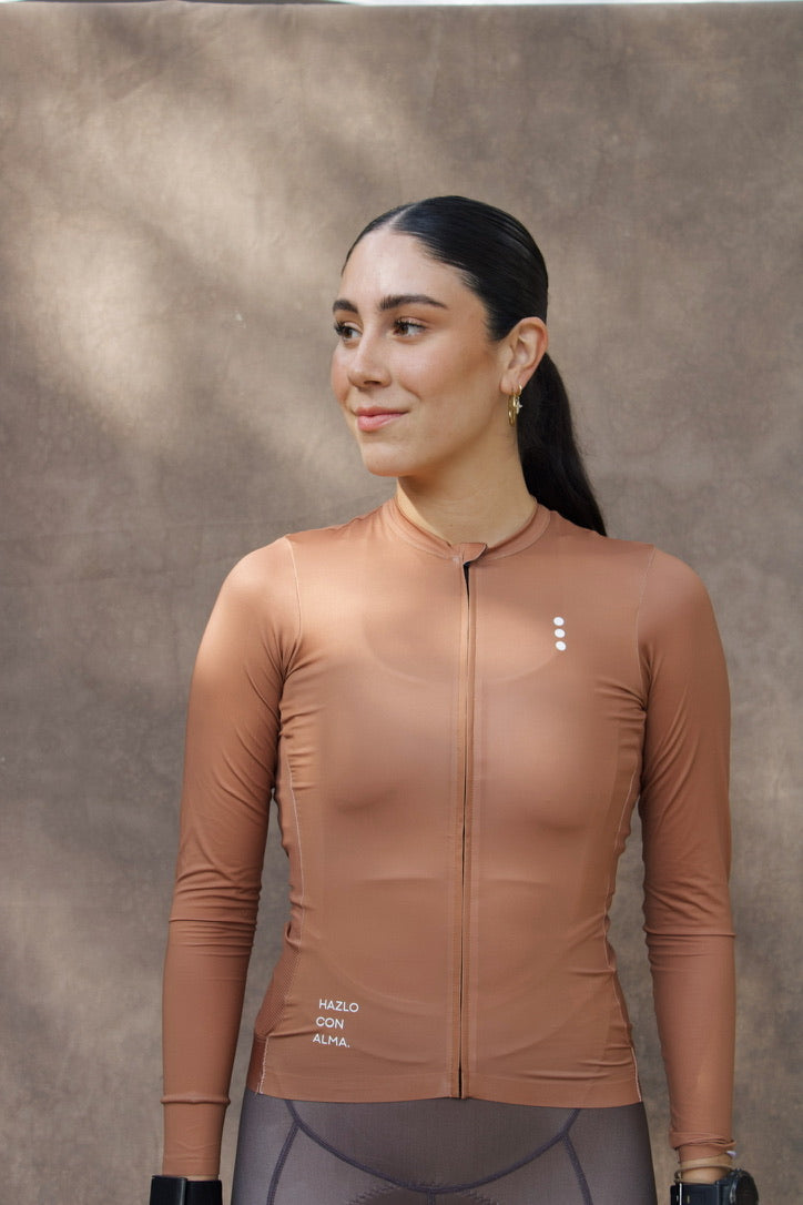 Jersey Manga Larga Terracota Mujer